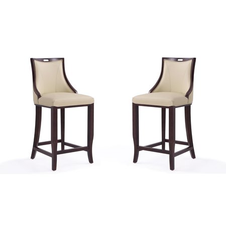 MANHATTAN COMFORT Emperor Bar Stool in Cream and Walnut (Set of 2) 2-BS008-CR